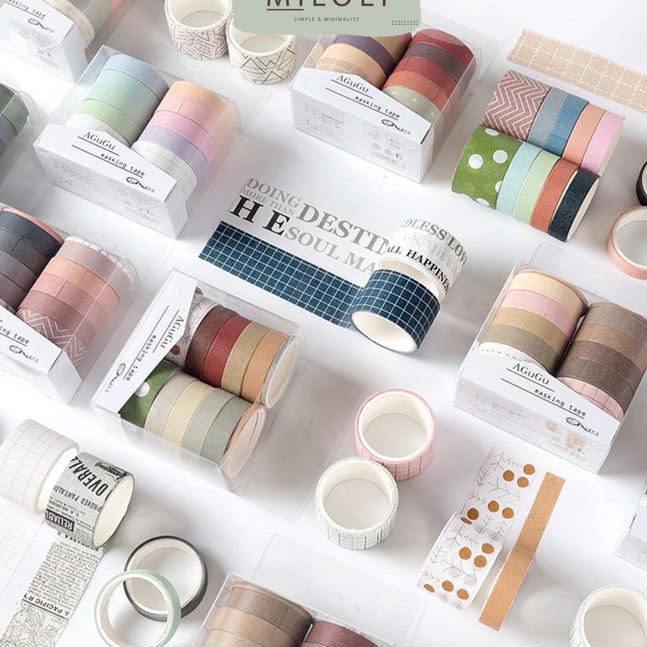 

QMRL0187 5.5 COD [MILOLI] 10 Rolls Washi Tape Deco Masking Tape Jurnal DIY Scrapbook AGUGU - A0001