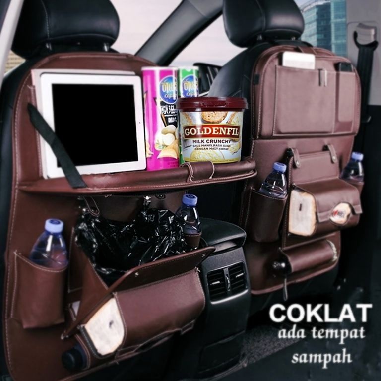 LANGSUNG KIRIM car seat organizer tas belakang jok mobil bahan premium leather