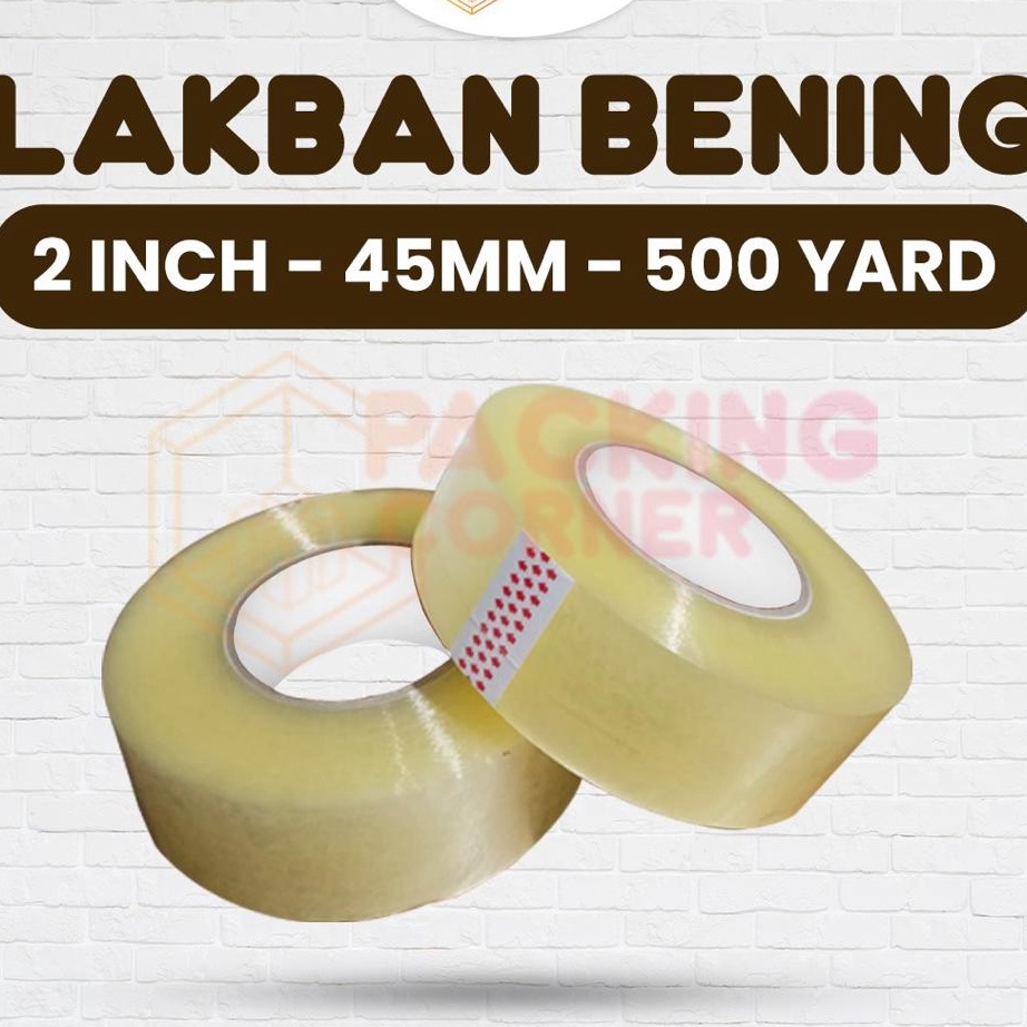 

VBJB9698 ✔✔SALE✔✔ Lakban Bening 2 Inch 500 Yard 45mm 48mm 2" 500Y Tape Plakban Isolasi