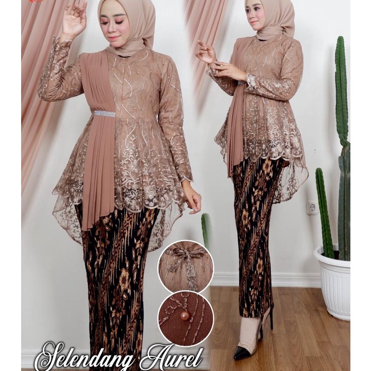 TTA556 (COD)&gt; SET KEBAYA BLOUSE SELENDANG AUREL - MODEL KEBAYA TERLARIS 2021 - BAJU KEBAYA PESTA DAN WISUDA MODERN ++