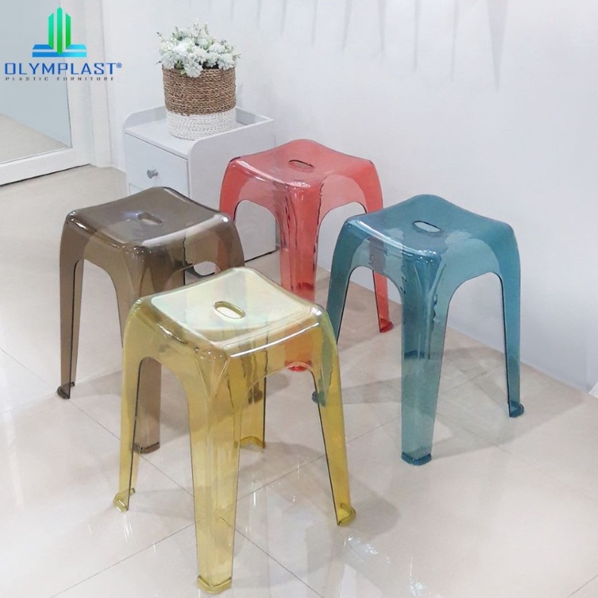 ➦ KURSI BASO BENING OLYMPLAST TRANSPARANT CRYSTAL STOOL / KURSI CAFE UNIK ✷ (Terlaku.)