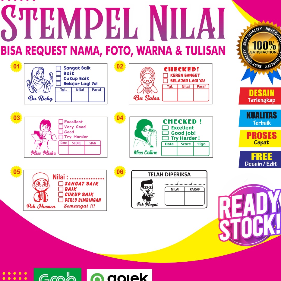 

LGVB1796 sTOK SIAP 【COD Stempel Nilai Guru / Penilaian / Koreksi / Checked / Reward BISA CUSTOM