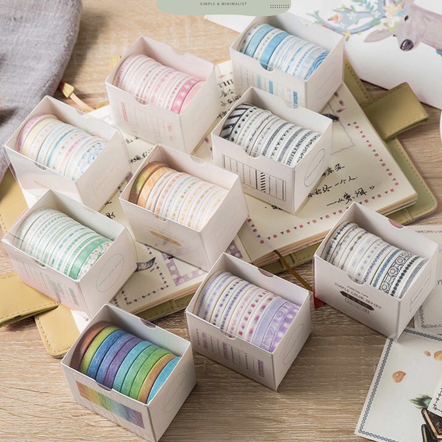 

NXXG0592 PALING AMPUH>>> [MILOLI] 10 Rolls Simple Abstract Washi Tape Deco Masking Tape Selotip Jurnal DIY Scrapbook - A0003