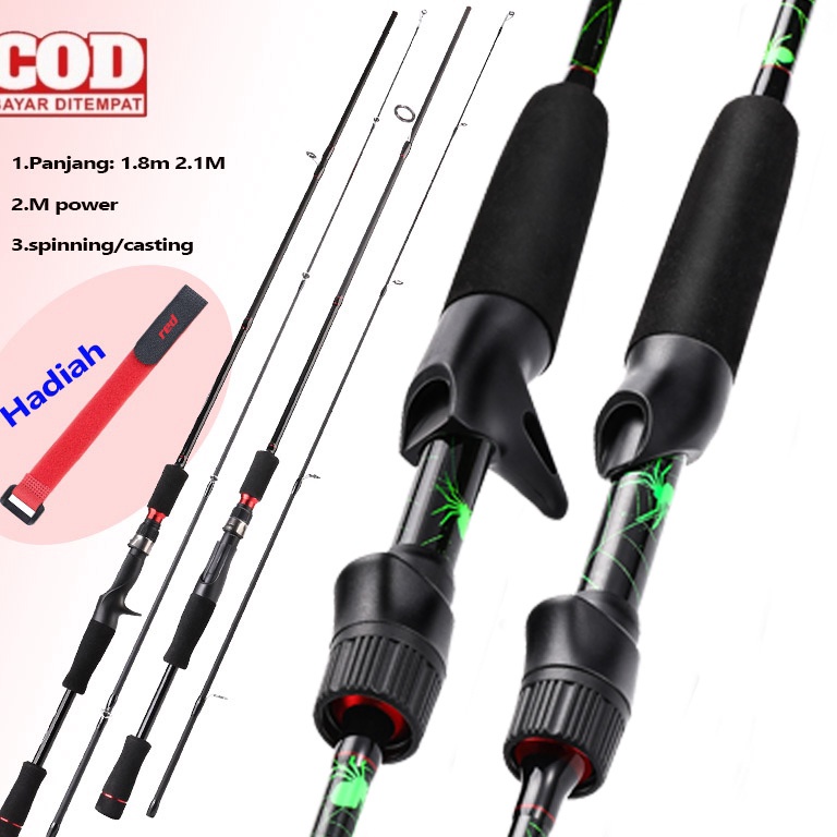 VIRAL Joran Pancing1.8m 2.1m 2 Sections Solid Tip Carbon Fishing Rod Max Drag 4-10kg joran casting j