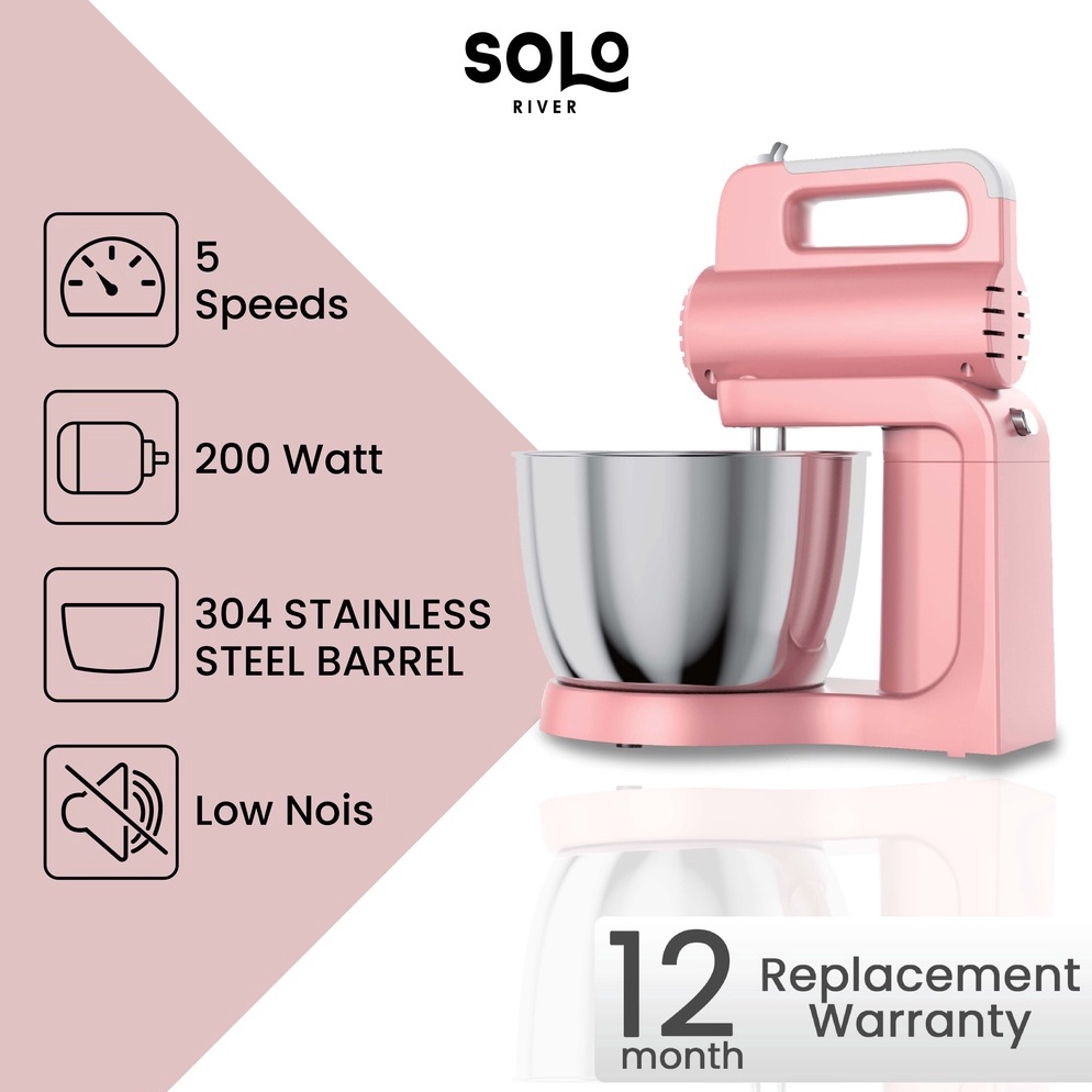MURAH SOLO RIVER Hand Stand Mixer HRDDQ03WT 5spd 180 Watt