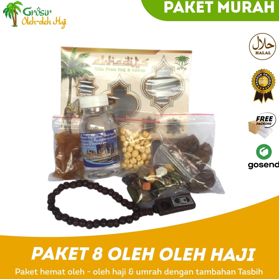 

SVNV6753 (Terbaik) Paket 8 oleh oleh haji dan umroh air zamzam ori + Coklat krikil + Tasbih kayu