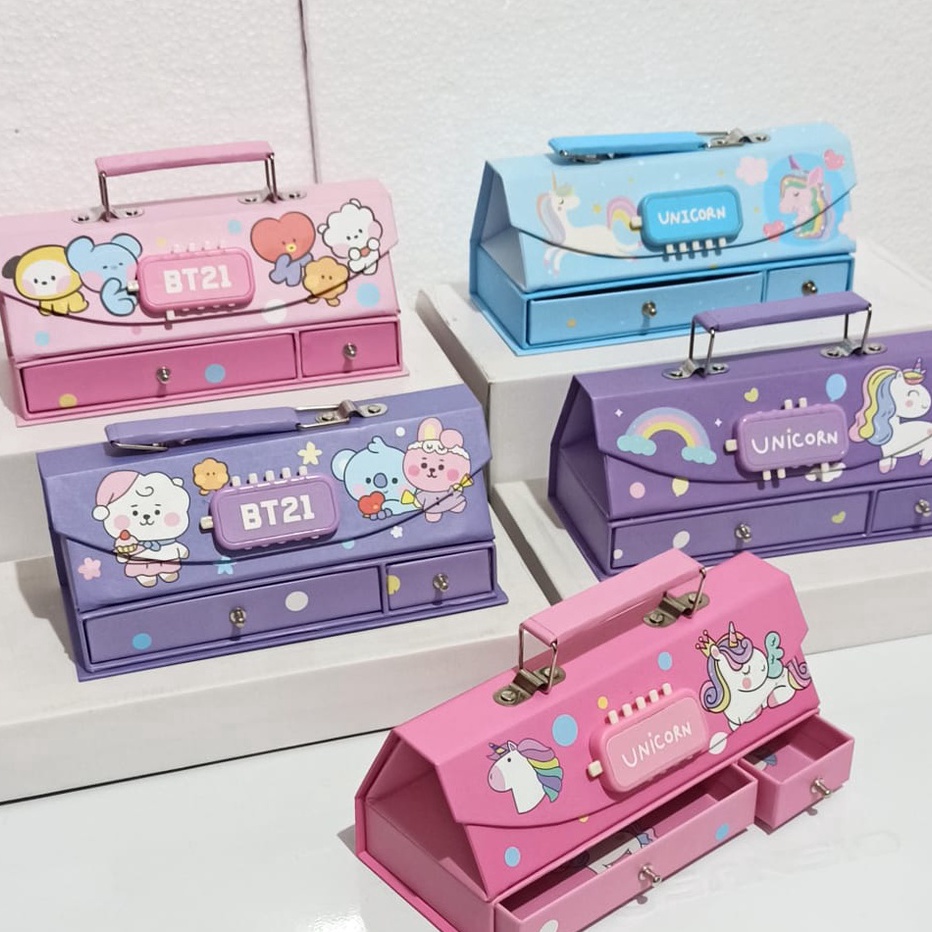 

FZYS6044 ORIGINAL% BOS Kotak Pensil Karton+Kode Kunci/Tempat Pensil/Pencil Case Code/Pin