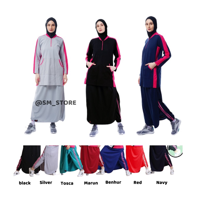 RECOMENDED (BISA COD ) 1 SET Rocella Rok Celana Training | Setelan Rok Celana Olahraga dan Baju Olahraga Wanita Muslimah