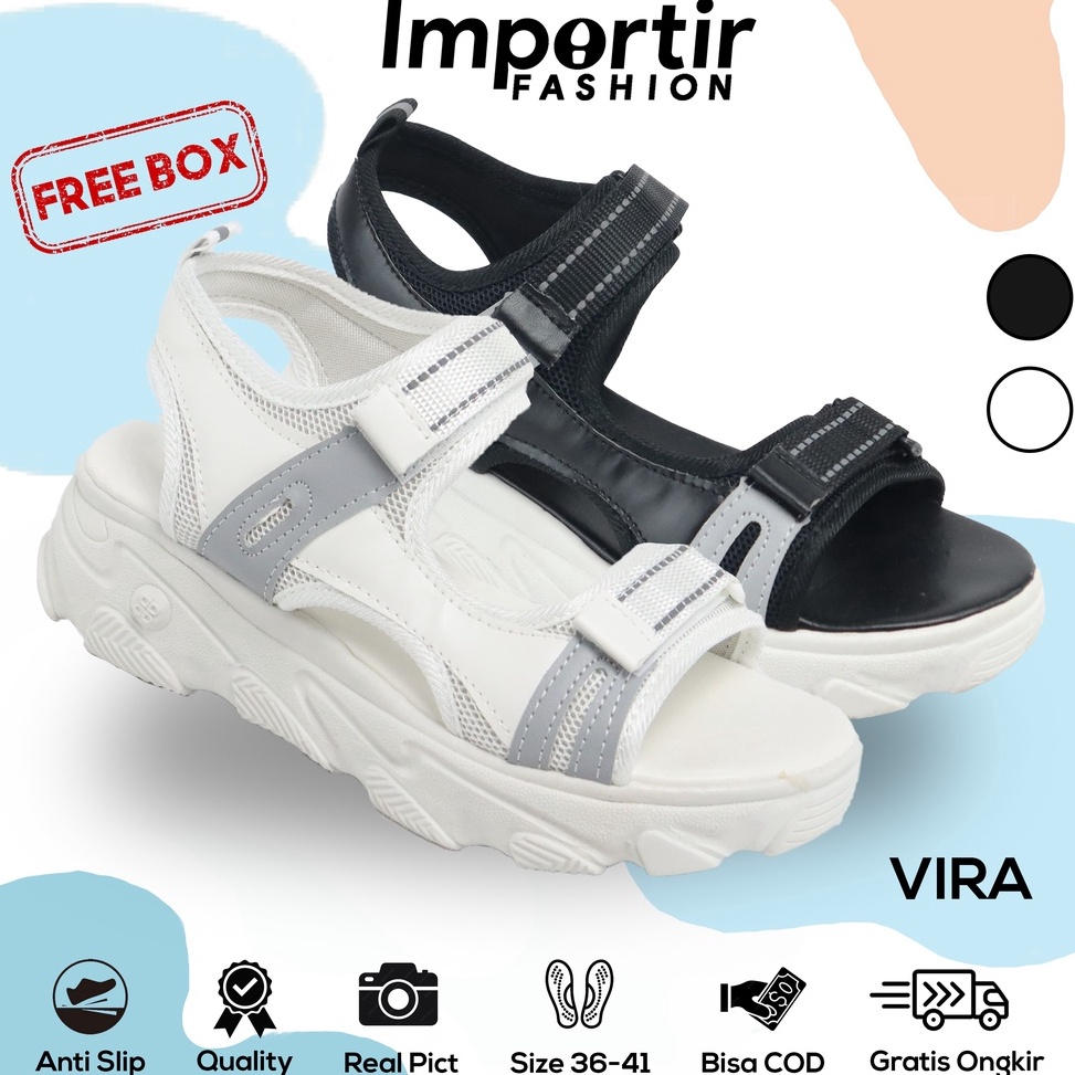 PALING DICARI Importirfashion Vira Sendal Karet Wanita Sandal Gunung Velcro Cewek Korea Import Premi