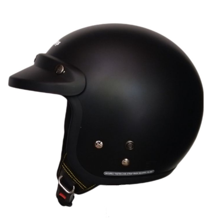 foh24 Helm RETRO model CARGLOSS WARNA HITAM DOFF model pet kaca datar smoke bening pelangi silver go