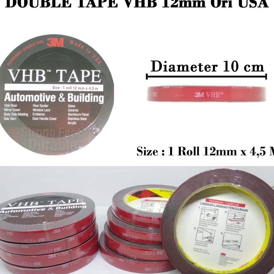 

VSRK0689 Ready Stok 3M VHB Double Tape Doubletape 12MM Ori USA 4900 CAD