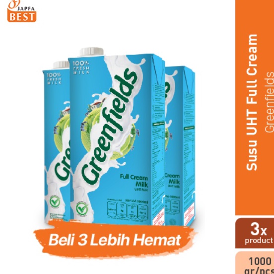 

➫✬✵ Susu Greenfields UHT Full Cream 1 L - Paket isi 3 Pcs Laris