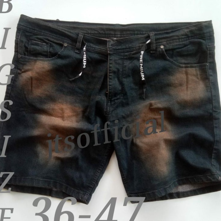 ZNMC8350 12.12 MALL  CELANA JEANS PENDEK JUMBO PRIA BAHAN KARET JEANS STRETCH/MELAR BIGSIZE 37-48