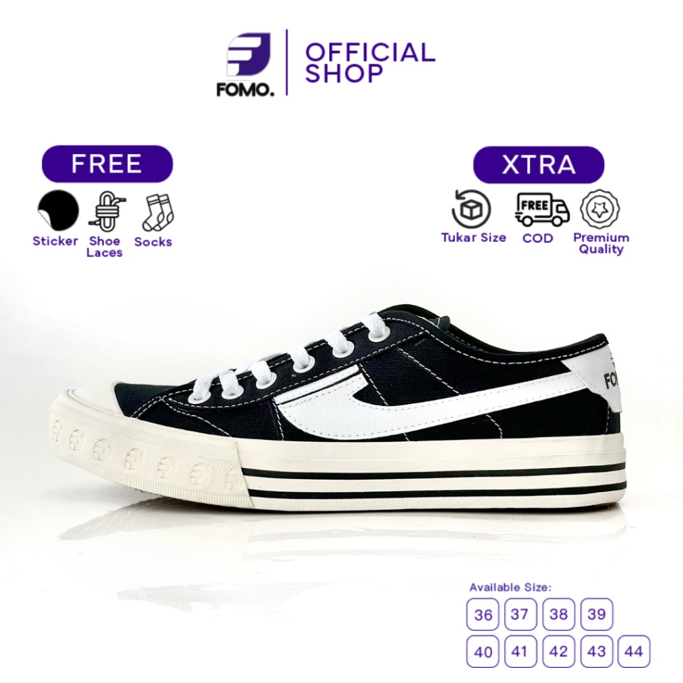 BEST PRODUCT Sepatu FOMO Astro Series - Sepatu Lokal Vulkanis Casual Pria Wanita FOMO Black Hitam Ur