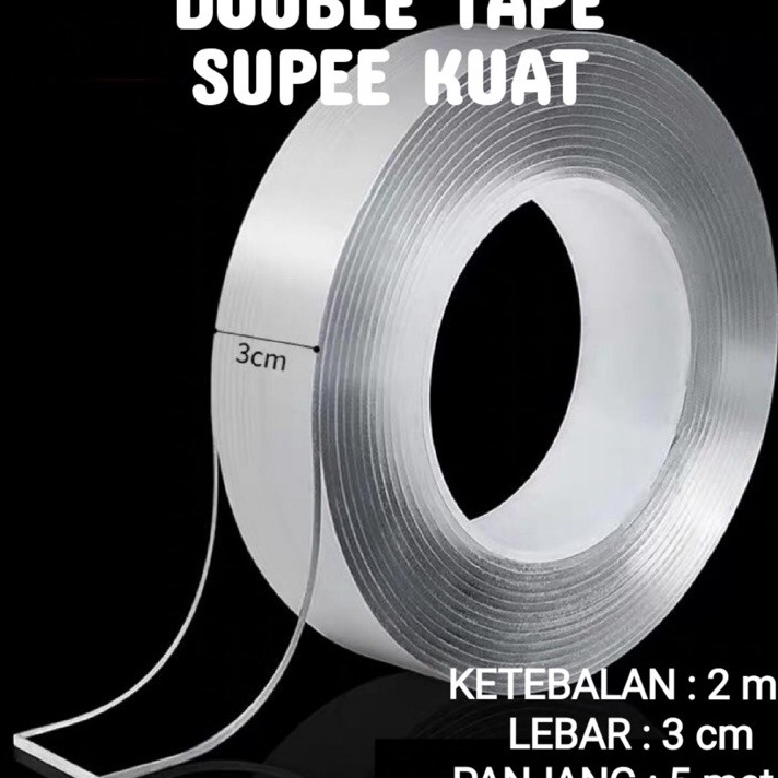 

DLKQ4061 Dijamin Ori>/ [300gram][2mmX5meter] Double Tape Nano Tape Ivy Grip Tape Isolasi Selotip 2 Sisi Kuat Dicuci