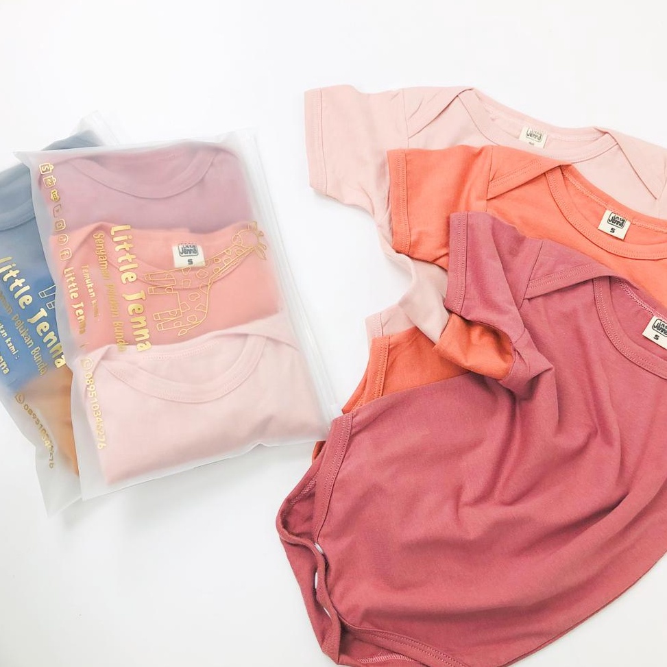 Terbaru LITTLE JENNA - JUMPER BAJU BODYSUIT ROMPER BAYI POLOS 3IN1 (1 SET isi 3 pcs) EARTHTONE SERIE