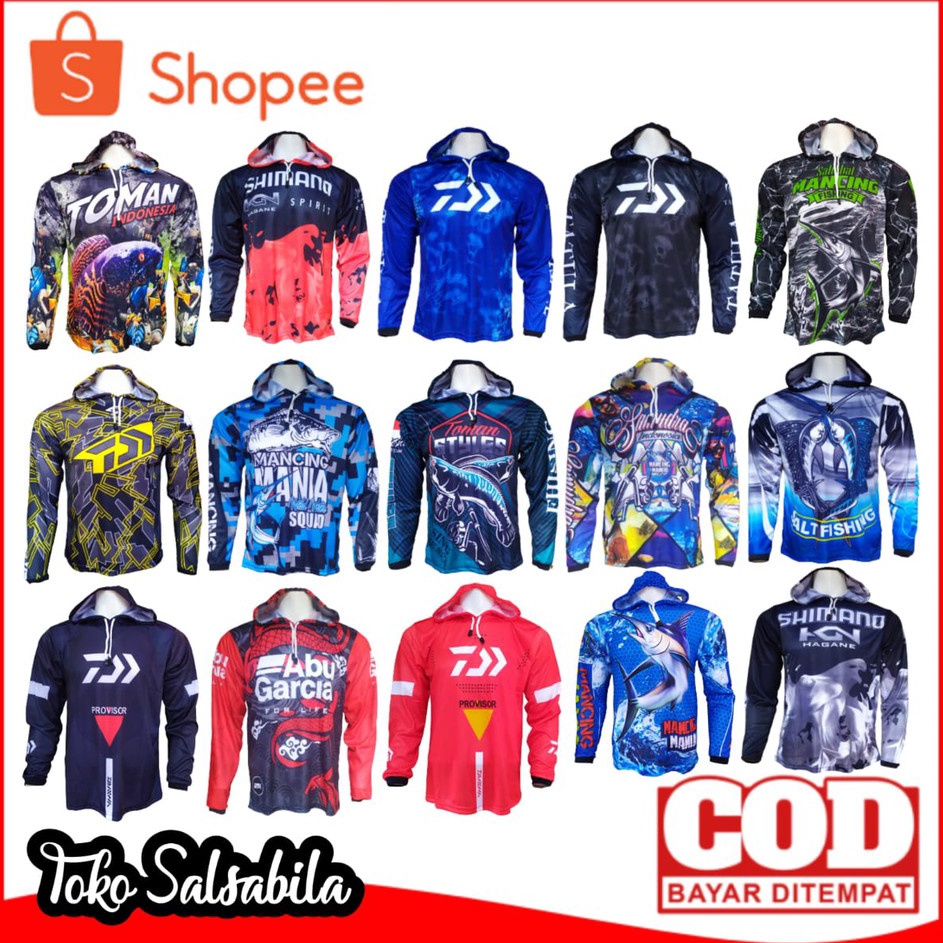 New Stock Jersey Mancing Hoodie Lengan Panjang / Kaos Mancing Tudung / Baju Mancing Mania Jersey Pak