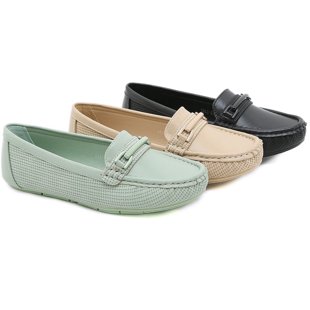 TERPERCAYA JISO LOLI-22 / Sepatu Wanita Flat Loafers Kulit Import Premium Pansus
