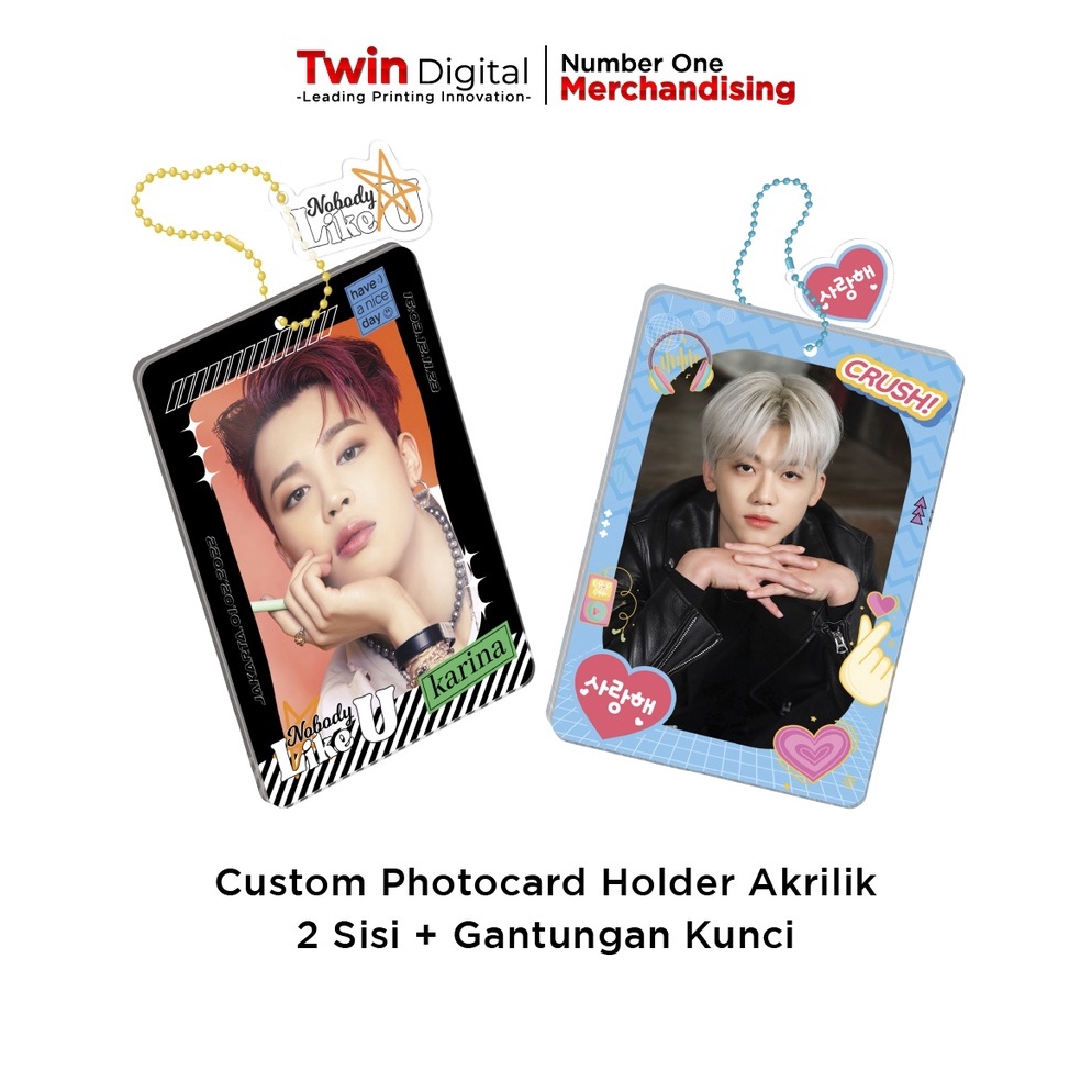 Recomended Twindigital Custom Design Photocard Holder Akrilik 2 Sisi Free Gantungan Kunci Poca Frame