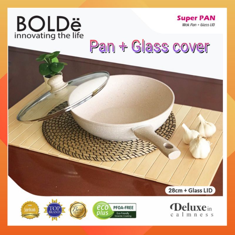 BOLDE Wajan Granite 28cm / Superpan Wok Pan 28 Tutup + Tanpa tutup