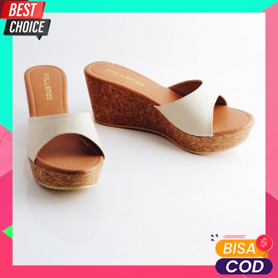 Mulan-2481 Wedges Wanita Platform Tinggi 7Cm Empuk Kulit Premium Original Sandal Wadges Cewek Korean