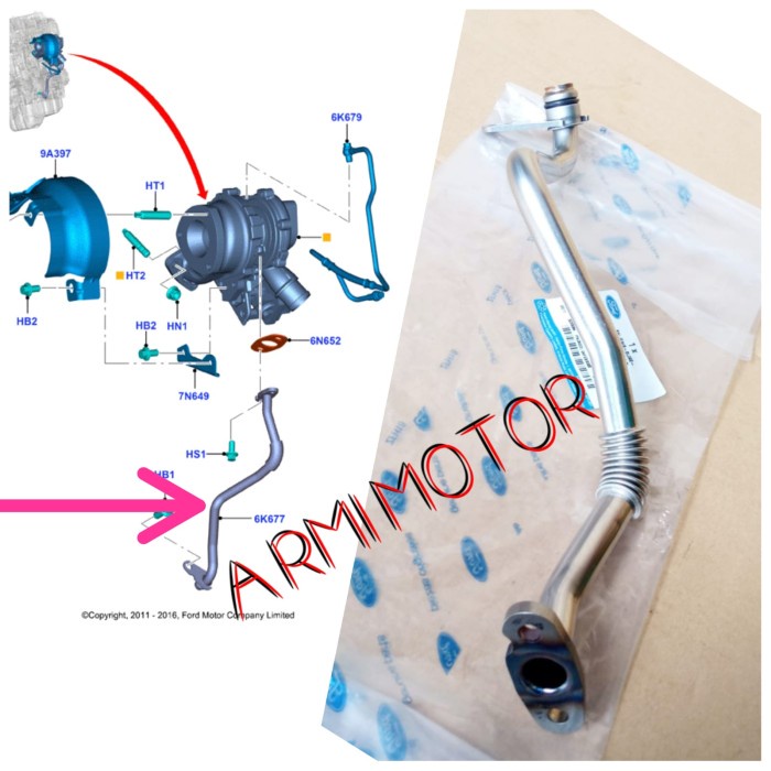 Pipa Oli Turbo Ford Ranger 2.2 Cc Pipa Oil Balik Ranger T6 Original