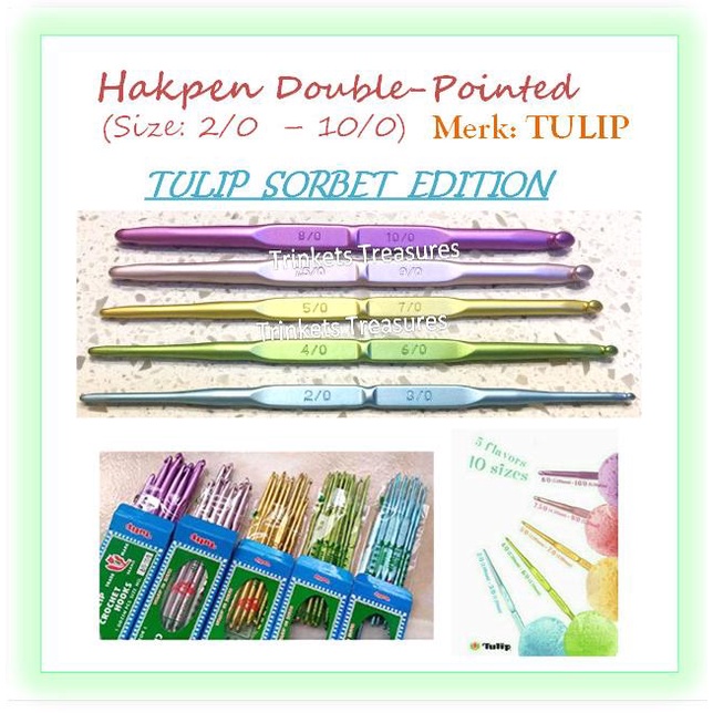 #@#@#@#@] Hakpen Tulip Sorbet double pointed Jarum Rajut Crochet Hook aluminum
