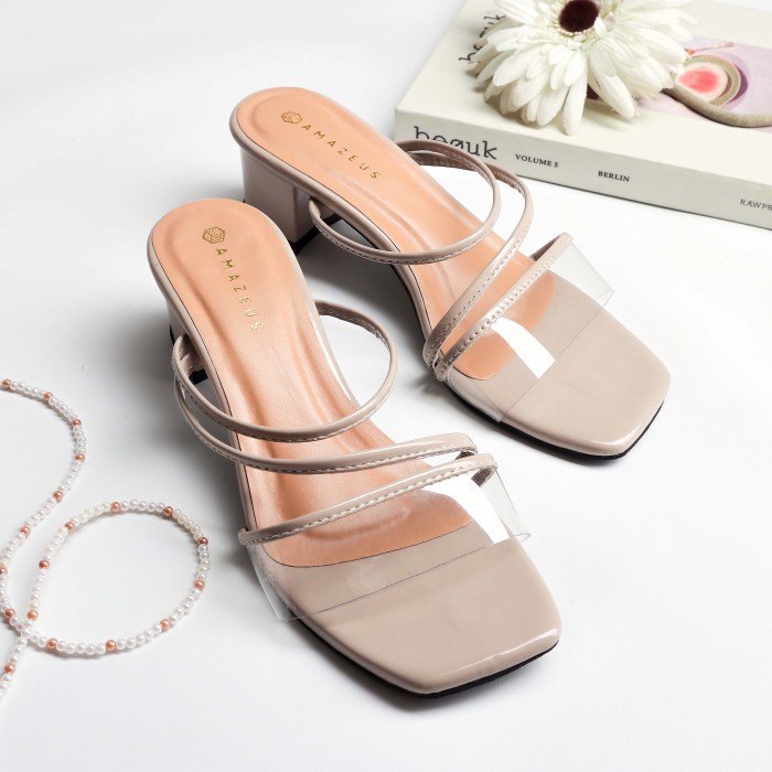 SALE Amazeus OMAMORI Block Heels Hak Tahu Chunky Wanita Hitam Mocca Putih