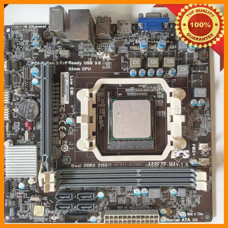 (RAMA) MOTHERBOARD ECS A68F2P-M4 SOCKET FM2+ ONBOARD VGA + AMD ATHLON X4 870K