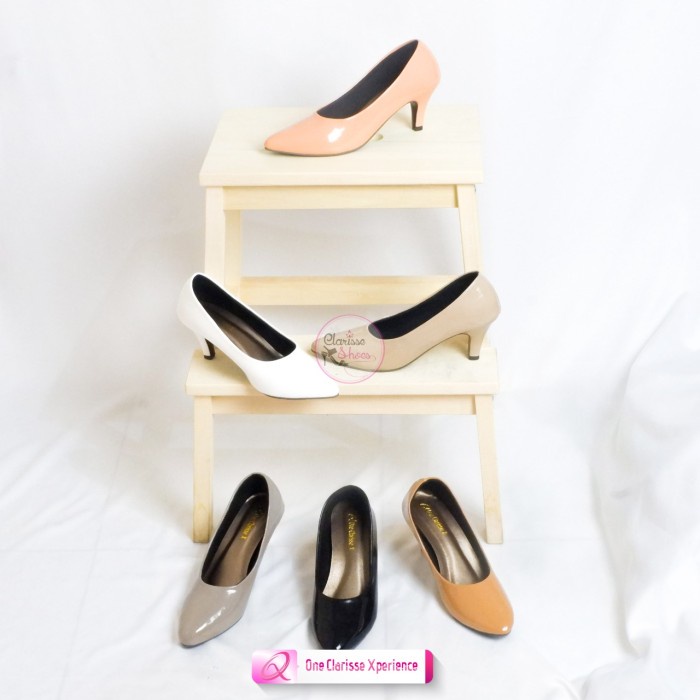 SALE SEPATU WANITA HIGH HEELS PANTOFEL 7CM CREAM
