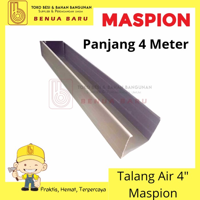 Talang Air Kotak PVC 4 inch abu abu Maspion / Talang Air Maspion 4 "