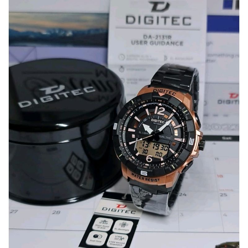 Jam Tangan Pria Digitec Rantai Dual Time