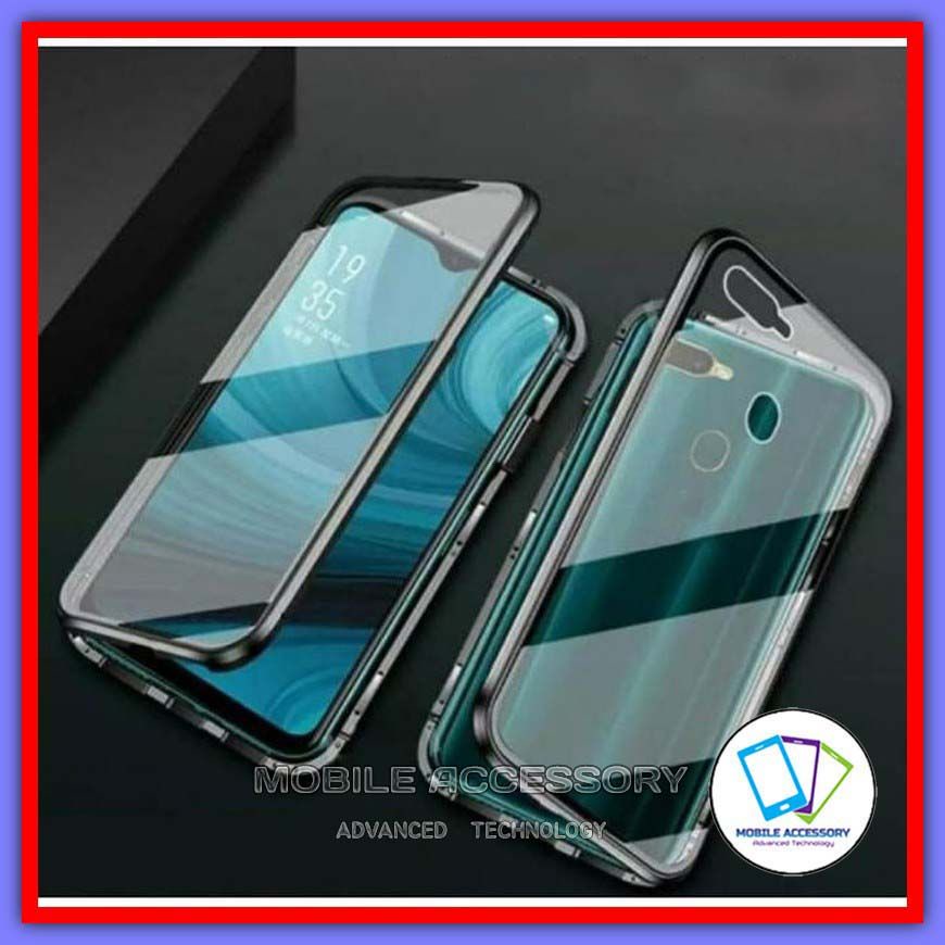 Hardcase Magnet Oppo A7 2018 2 Sisi Depan Belakang Kaca Ganda Casing Hard Case Magnetic Double Glass