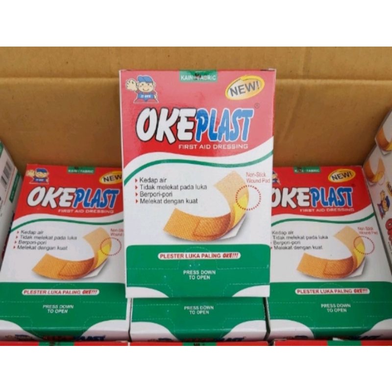 (1 Box Isi 100pcs) Okeplast Plester Perban Antiseptic Luka Melekat Kuat Murah Grosir / Alat Kesehata