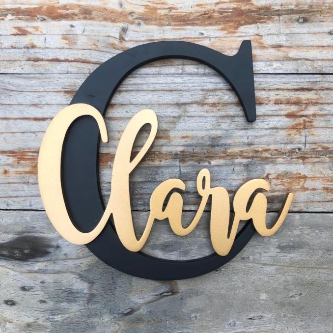 Hiasan Dinding Wall Decor Huruf Kayu Custom Inisial Nama