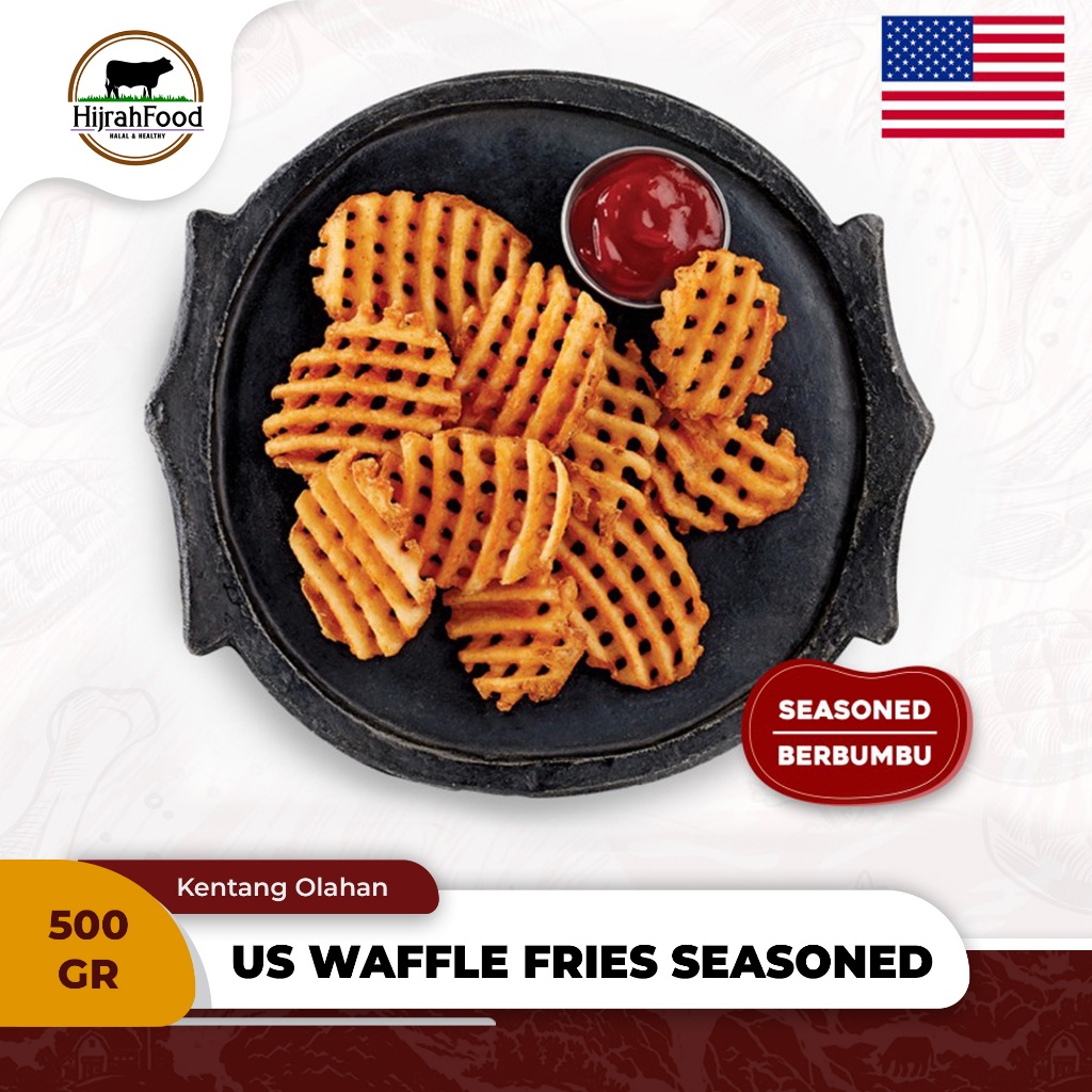 

Kentang Waffle Fries Berbumbu - Crisscut Seasoned Potato Fries USA