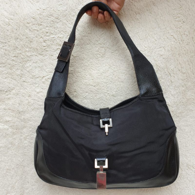 Tas Shoulder Bag Gucci Kanvas Mix Kulit Asli