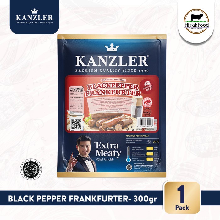 

Kanzler Beef Black Pepper Frankfurter | Sosis Sapi Lada Hitam (300 gr)