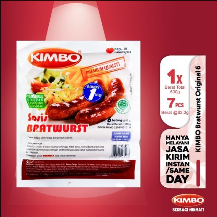 

Kimbo Sosis Sapi Bratwurst Jumbo | Original Beef Sausage (500 gr)