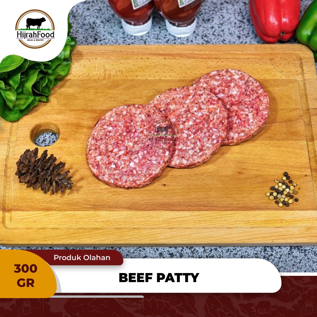 

Beef Burger Patty Seasoned Meaty & Juicy | Daging Burger Siap Masak (Qty. 300gr)