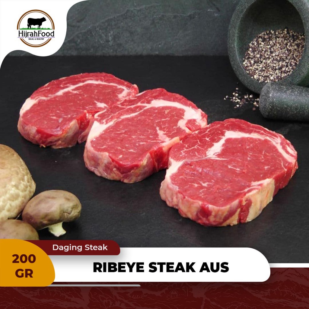 

Hijrahfood Beef Ribeye Steak AUS | Daging Sapi Rib-eye / Cuberoll - Pilih Varian