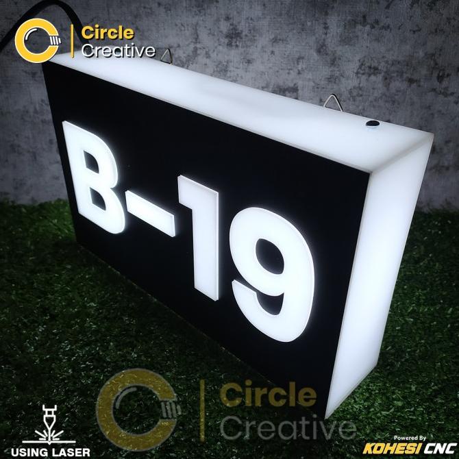 Nomor Rumah akrilik Led Nyala | Neon Box Nomor Rumah Acrylic