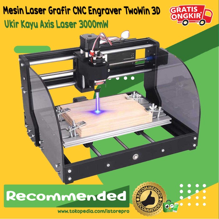 Mesin Laser Grafir Cnc Engraver Twowin 3D Ukir Kayu Axis Laser 3000Mw