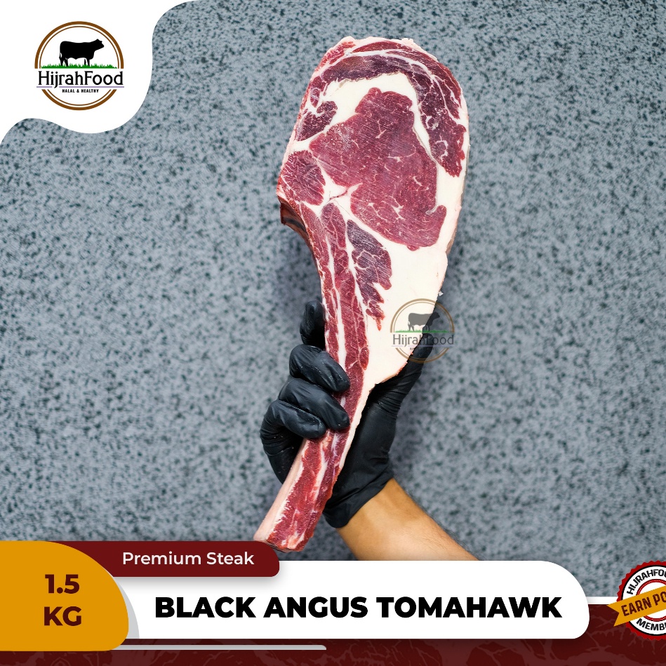

Hijrahfood Beef Black Angus TOMAHAWK / Bone-In Ribeye Grain-Fed Steak Ribs AUS