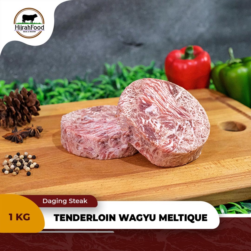

Hijrahfood Tenderloin Wagyu Meltique Style Beef Steak AUS (Qty. 1 kg)