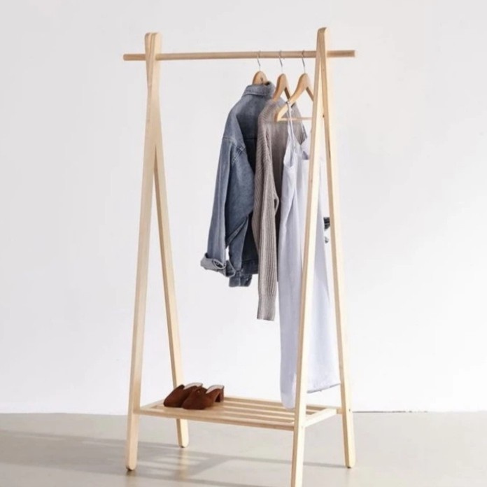 Terlaris Standing Hanger Gantung Baju Kayu Jati Belanda Aesthetic