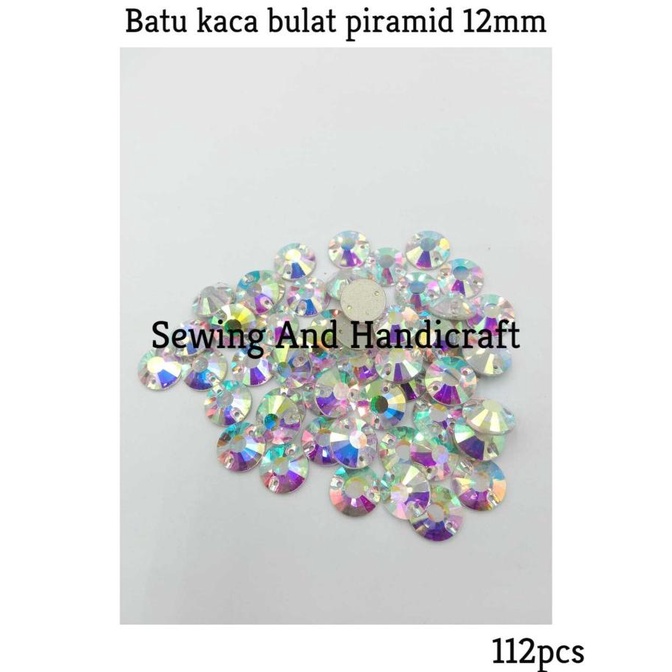 

><><><] Batu Kaca Bulat Piramid Pelangi 12mm
