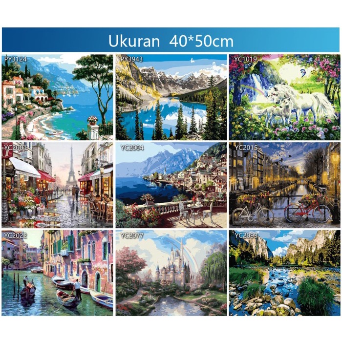 

Murah Canvas Paint By Number Kit 40X50Cm Lukisan Digital Oil Painting Diy