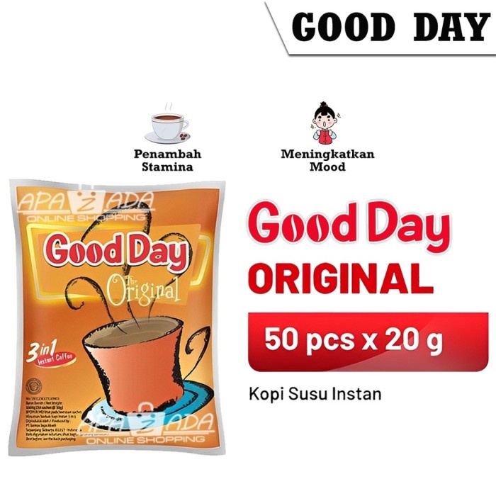 

Spesial Apazada - Kopi Good Day Original 1 Bag (50 Pcs X 20Gr) Bagus