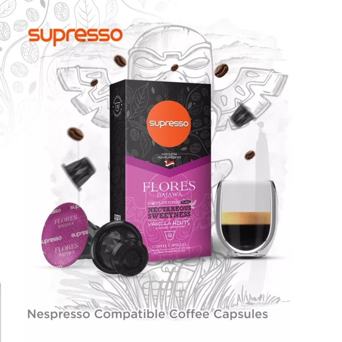 

Terbatas Supresso Coffee Capsule Flores Bajawa Arabica Nespresso Compatible 10P Bagus